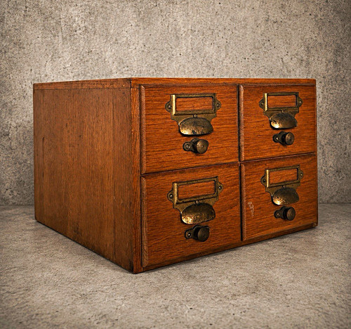 Vintage oak apothecary filing - apothecary,