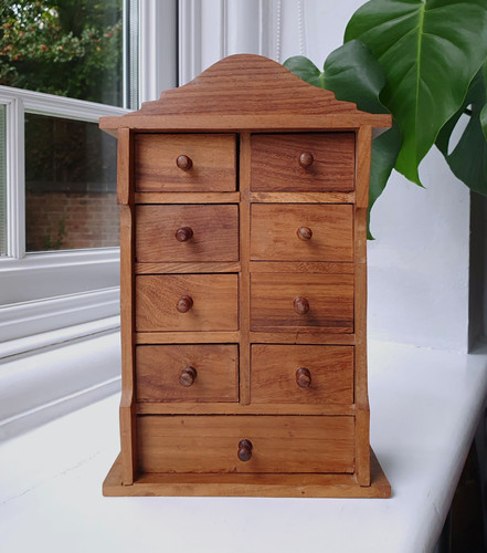 Vintage wood miniature chest - wood,