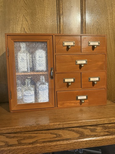 Retro pine apothecary cabinet - apothecary,