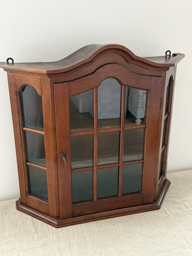 Vintage dutch solid oak curio - oak,